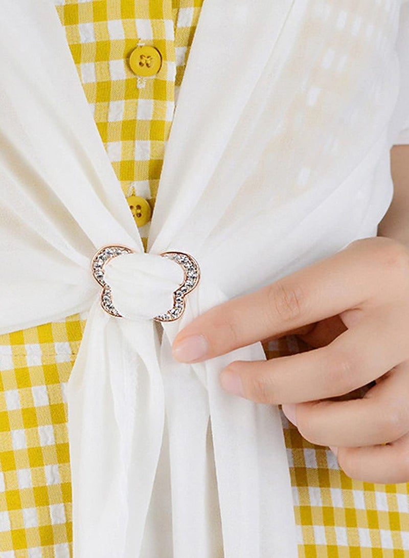Y&D Scarf Ring Clip, Waist Buckle Clip T-Shirt Tie Women Fashion Metal Butterfly Clothes Hat Belt Decoration (2 Pieces) - Image 3