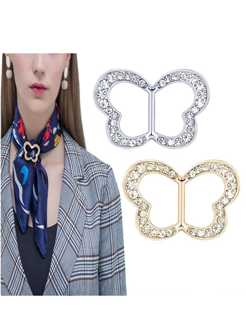 Y&D Scarf Ring Clip, Waist Buckle Clip T-Shirt Tie Women Fashion Metal Butterfly Clothes Hat Belt Decoration (2 Pieces) - Image 1