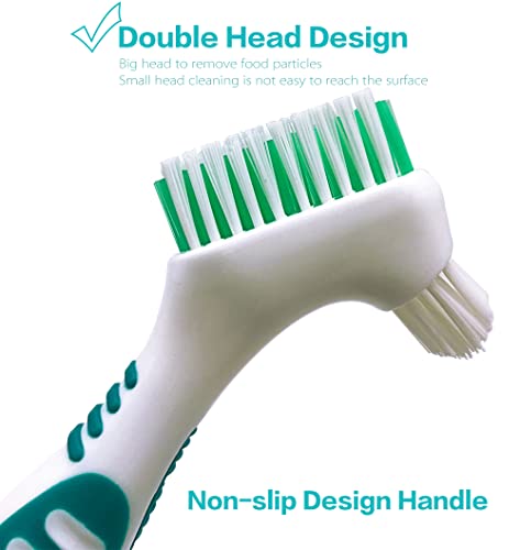 Mckkor Premium Hygiene Denture Cleaning Brush Set, Multi-Layered Bristles & Ergonomic Rubber Handle, for Denture Care(Purple & Green) - Image 2