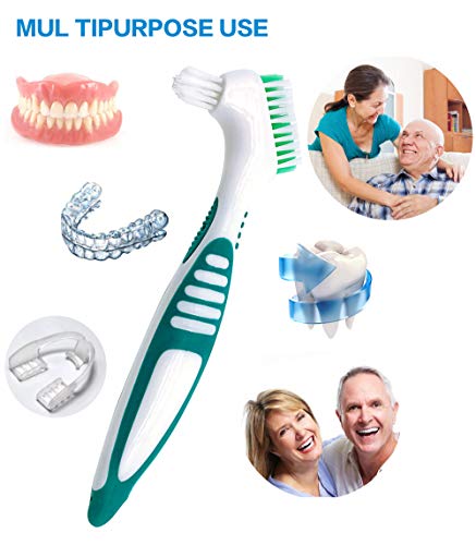 Mckkor Premium Hygiene Denture Cleaning Brush Set, Multi-Layered Bristles & Ergonomic Rubber Handle, for Denture Care(Purple & Green) - Image 5
