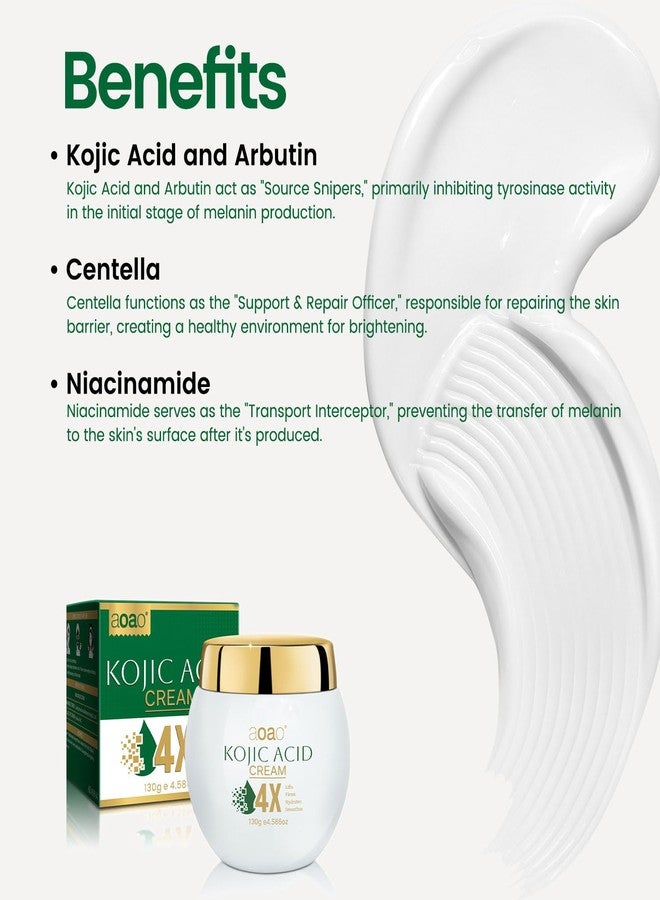 AOAO Kojic Acid Cream, Face Moisturizer with Centella & Arbutin, Hydrates Deeply with Niacinamide, Lightweight &Nourishing, Minimize Pores & Smooth, Barrier Repair & Improve Elasticity 130g/4.6oz - Image 2