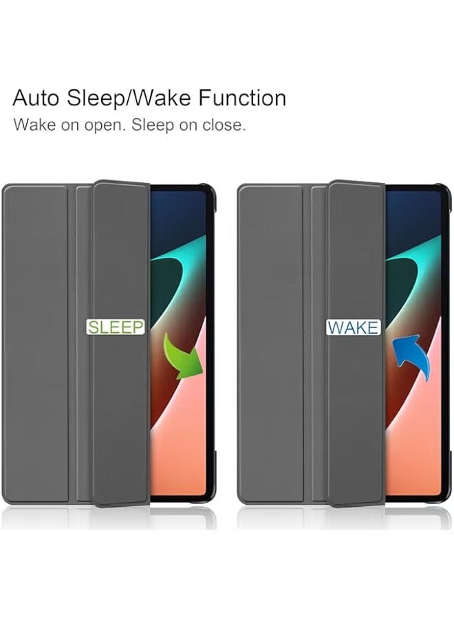 PROMASS Case for Xiaomi Mi Pad 5 Pro Tablet Case，Auto Sleep Wake PU Leather Case Slim Flip Shell Case Cover for Xiaomi Mi pad 5/Mi pad 5 Pro (Gray) - Image 2