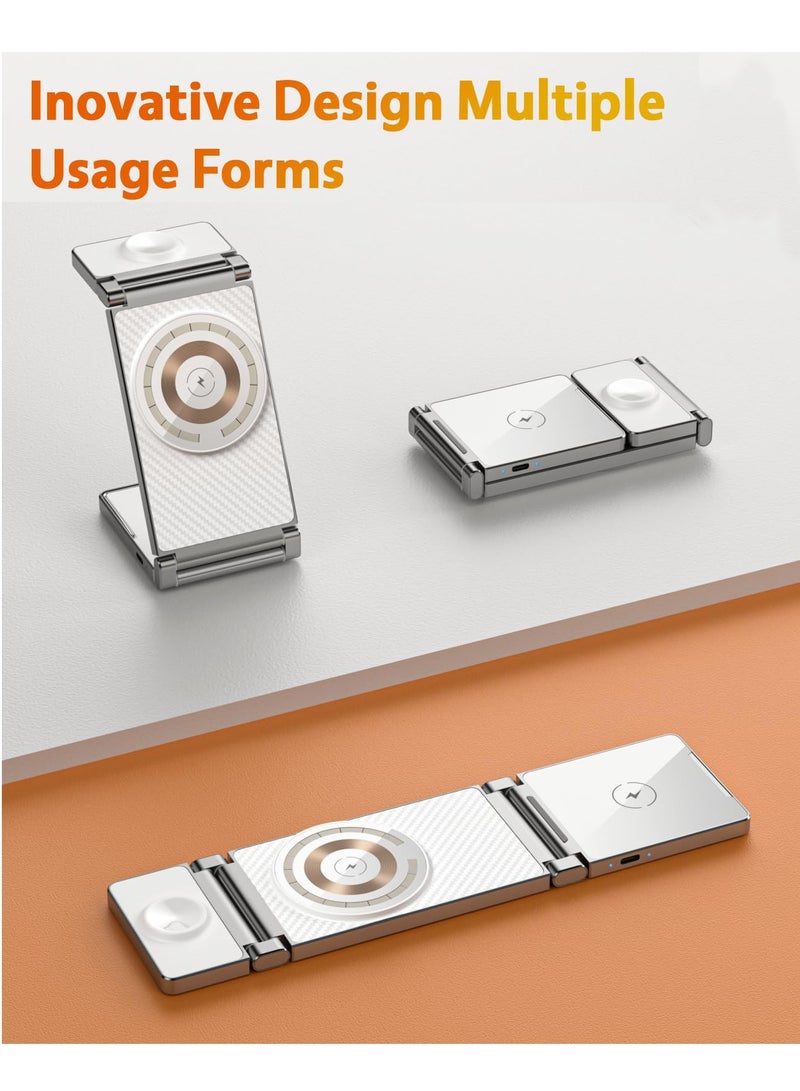 Excefore 3 in 1 Wireless Charger, Mag-Safe Wireless Charger, Portable Mag-Safe Charger Stand, Foldable 3 in 1 Wireless Charging Station for iPhone 14/13/12/11/8/Pro/Max and Samsung - Image 4