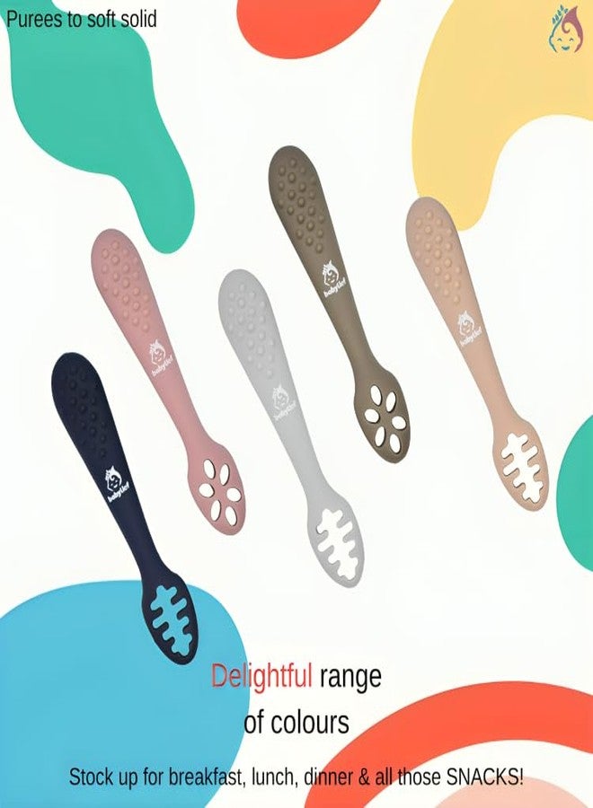 Babylief™ Baby Training Spoons, Silicone Self-Feeding Spoons, Multicolor (Navy Blue) - Image 5