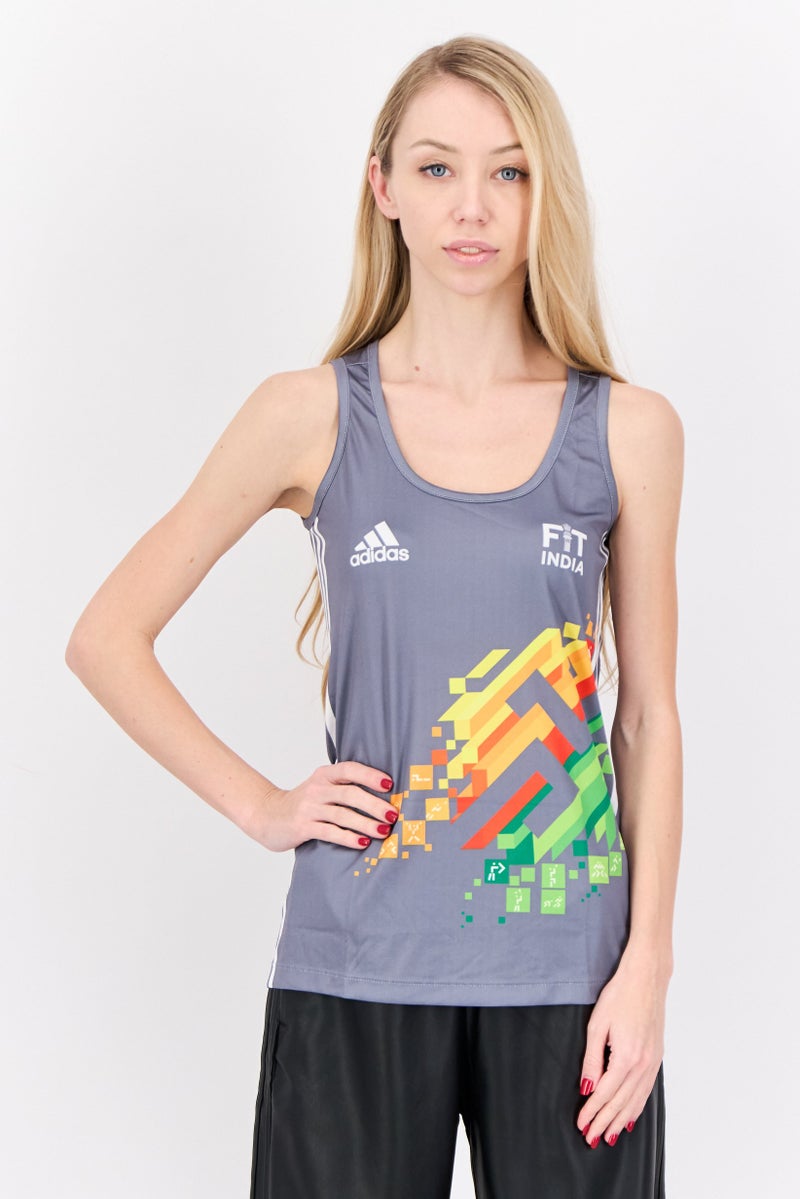 Adidas Women Sportswear Fit Sleeveless Outdoor Jersey, Grey - Image 1