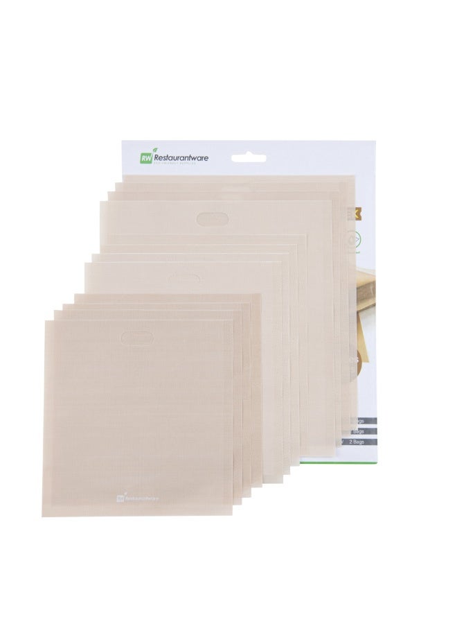 Restaurantware مجموعة أكياس توست Bag Tek، 6 أكياس ساندويتش توست غير لاصقة - متعددة الاستخدامات، مجموعة أكمام توست من البلاستيك كرافت، شبه قابلة للتخلص، تشمل 3 أحجام - Image 1