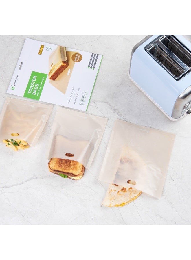 Restaurantware مجموعة أكياس توست Bag Tek، 6 أكياس ساندويتش توست غير لاصقة - متعددة الاستخدامات، مجموعة أكمام توست من البلاستيك كرافت، شبه قابلة للتخلص، تشمل 3 أحجام - Image 4