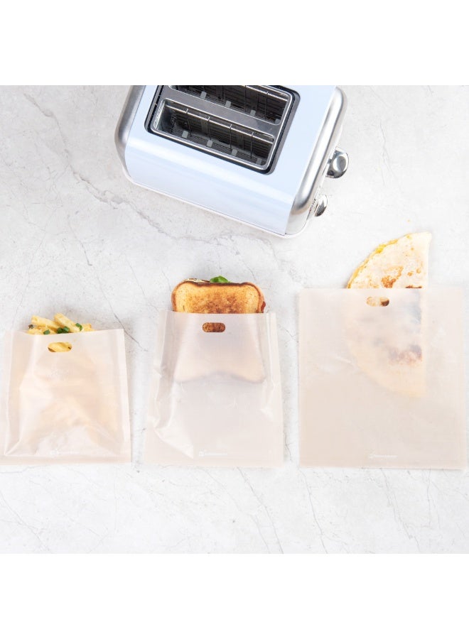 Restaurantware مجموعة أكياس توست Bag Tek، 6 أكياس ساندويتش توست غير لاصقة - متعددة الاستخدامات، مجموعة أكمام توست من البلاستيك كرافت، شبه قابلة للتخلص، تشمل 3 أحجام - Image 3