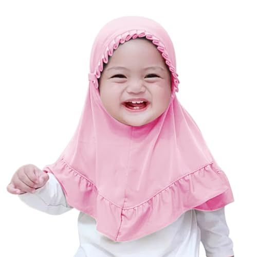PURFUN 2Pcs Lovely Floral Hijab for Little Girls, Soft One Piece Muslim Scarf Bonnet Turban Kids Stretchy Islamic Arab Middle East Ramadan Instant Hijab Head Scarf Headwear for 2-6 Yrs - Image 2