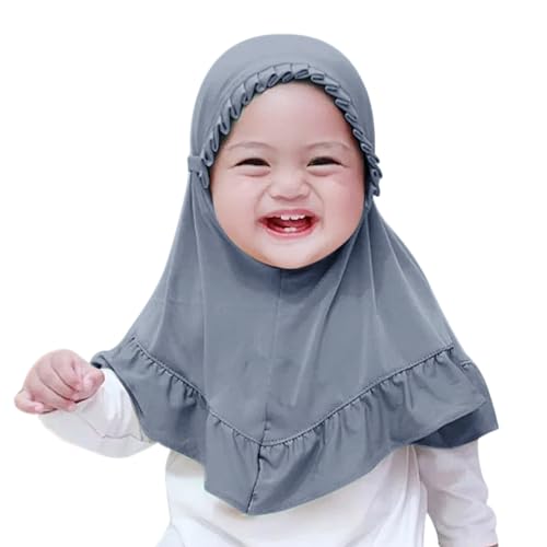 PURFUN 2Pcs Lovely Floral Hijab for Little Girls, Soft One Piece Muslim Scarf Bonnet Turban Kids Stretchy Islamic Arab Middle East Ramadan Instant Hijab Head Scarf Headwear for 2-6 Yrs - Image 3