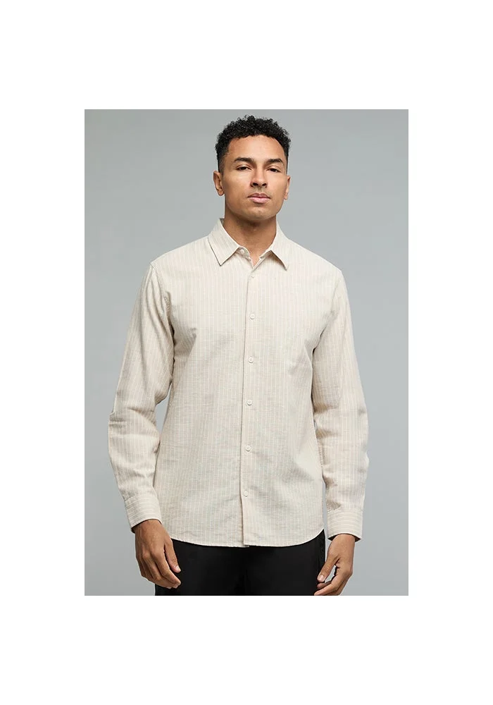 R&b Striped Shirt with Classic Collar and Long Sleeves