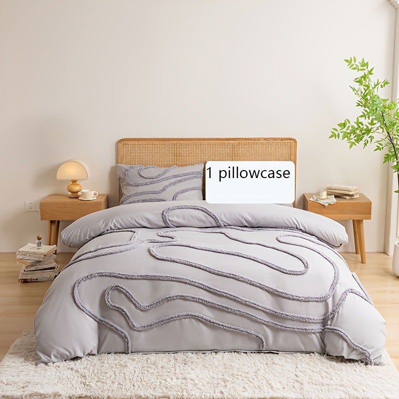 3pcs Set (1pc Duvet Cover And 2pcs Pillowcases, No Core), 3D Plush Line Design Aesthetic Duvet Cover Set, Soft And Comfortable Bedding, Suitable for Women, Men, And Friends As a Home Gift, Multiple Sizes And Colors, All Seasons - Image 1
