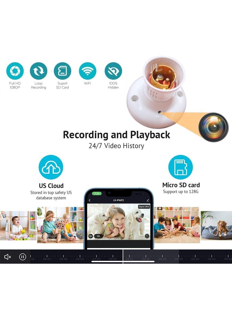 Asleesha Asleesha Bulb Holder WiFi 4K HD Audio Video Recorder Security Camera 24 Hour  - Image 5