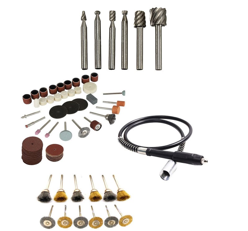 Digital Craft Digital Craft Rotary Tool Accessories Kit Mini Drill Bit Set with 32mm Mandrel in Electric Drill with 105Pc Rotary Tool Set 6pc HSS Rotary Burs Grinder Shaft 12Pc Wire Brush  - Image 1