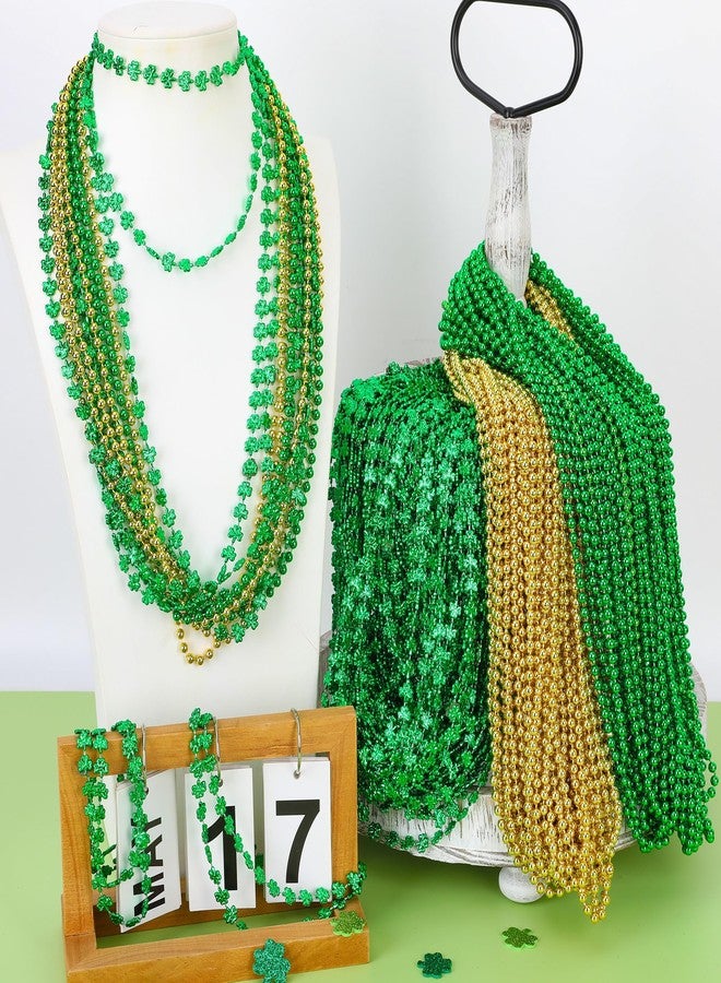 EOBOH 200PCS St Patricks Day Beads Necklace, Saint Patrick's Day Green Round Shamrock Beads Bulk, 3 Kinds Irish St Patricks Day Decorations Necklaces for Parade Throw Party Favor Decorations - Image 4