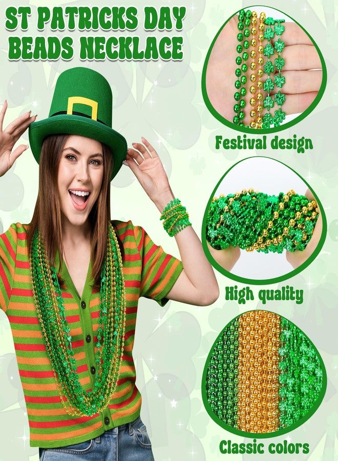 EOBOH 200PCS St Patricks Day Beads Necklace, Saint Patrick's Day Green Round Shamrock Beads Bulk, 3 Kinds Irish St Patricks Day Decorations Necklaces for Parade Throw Party Favor Decorations - Image 3