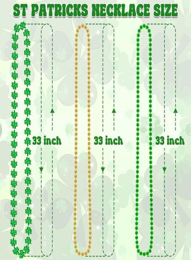 EOBOH 200PCS St Patricks Day Beads Necklace, Saint Patrick's Day Green Round Shamrock Beads Bulk, 3 Kinds Irish St Patricks Day Decorations Necklaces for Parade Throw Party Favor Decorations - Image 2
