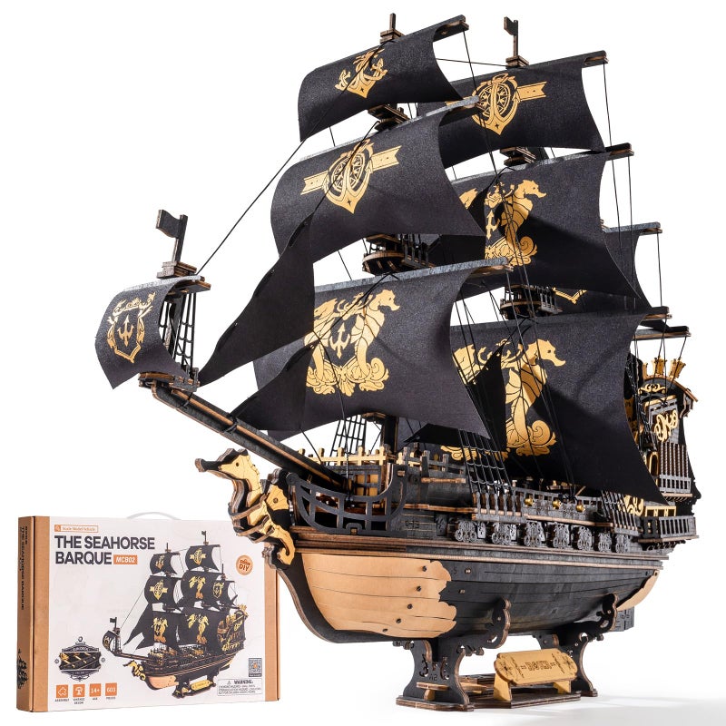 ROKR 3D Wooden Puzzles for AdultsSeahorse Barque Model kit 603 Piece 3D Puzzles for AdultsTeensIdeal Gift for Adults - Image 3