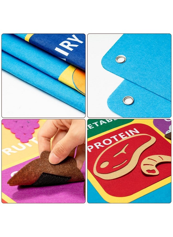 WATINC My Plate Felt-Board Stories Set 3.5Ft 53Pcs Preschool Vegetables Fruit Protein Grains Flannel Food Diary Classroom Theme Early Learning Play Kit Wall Hanging Gift for Toddlers Kids - Image 3
