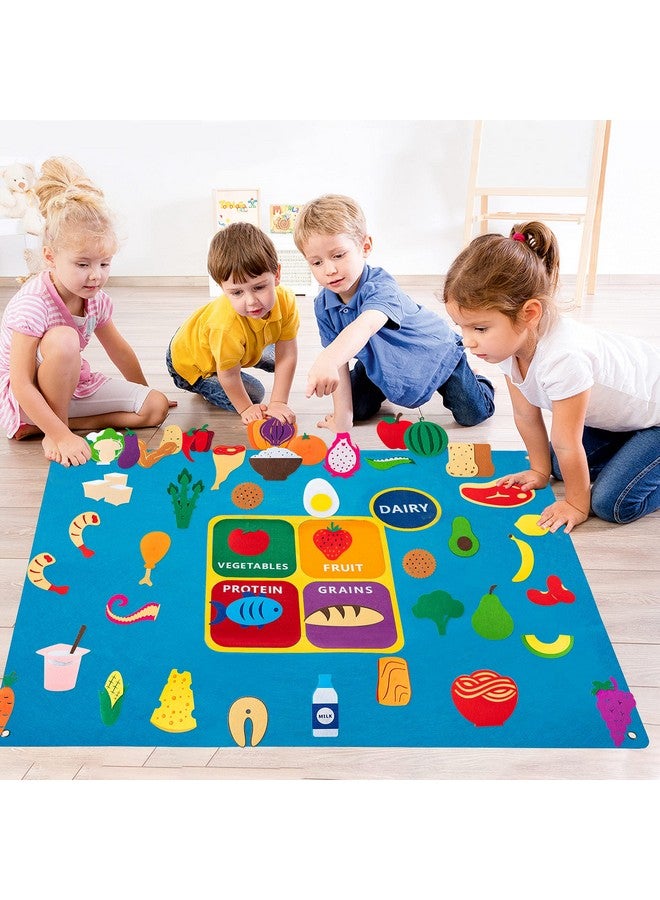 WATINC My Plate Felt-Board Stories Set 3.5Ft 53Pcs Preschool Vegetables Fruit Protein Grains Flannel Food Diary Classroom Theme Early Learning Play Kit Wall Hanging Gift for Toddlers Kids - Image 4