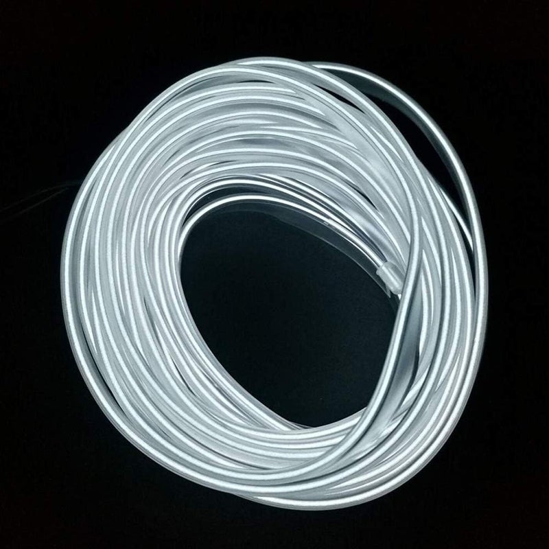 ABALDI San Jison Car Decorations El Wire White rope light Car kit 3m/9ft Neon Lights Under Dash Lighting Kit for Car Interior Lights Dash Neon Lights Car Led Strip Light(3m,White) - Image 2