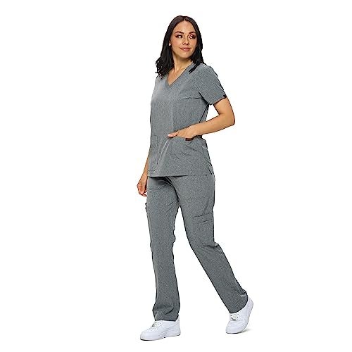MONARCH UNIFORMS أطقم زى مهنى من موناك في ألوان عادية وصغيرة، زى مرن للنساء، مجموعة من بلوزة زى وسروال زى - P - (رمادي فاتح) - M - Image 3
