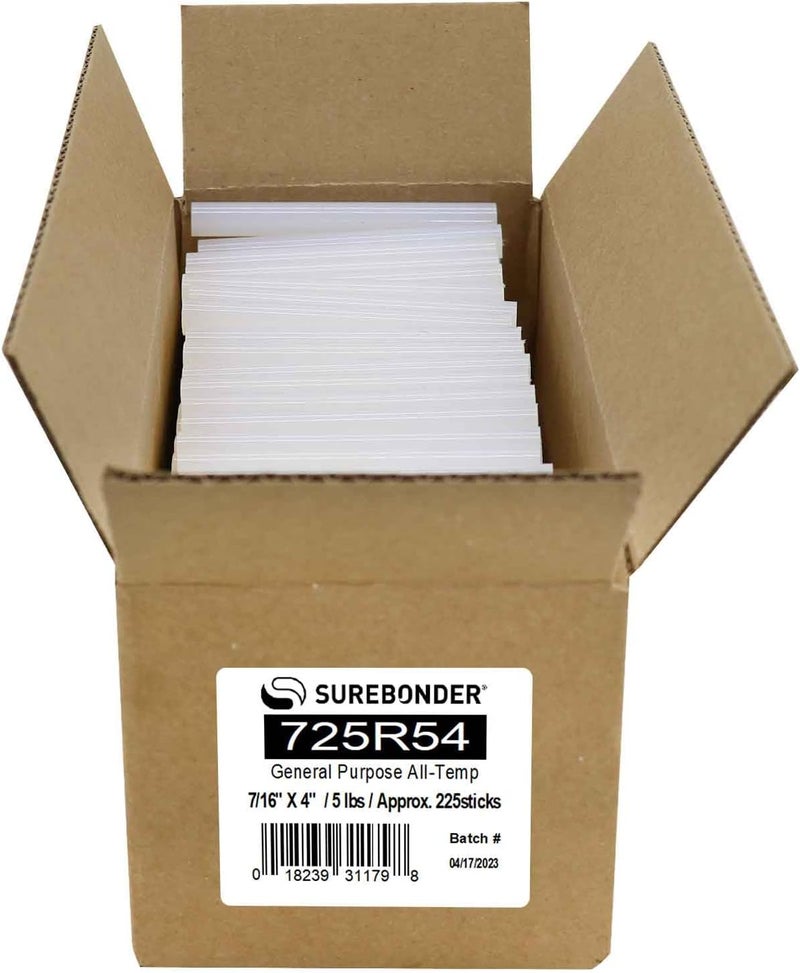 Surebonder 725R54 4-Inch General Purpose All Temperature Glue Sticks - 5 lbs, Approx. 225 Sticks - Image 1