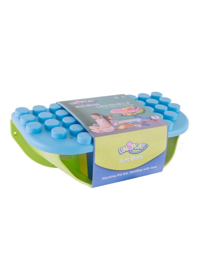 uniplay UNiPLAY Building Blocks Daycare Play Shelf with Storage 11 Piece Set, Sensory Toys Storage Bin and Play Shelf for Teething Baby Starter Learning Building Blocks, Ages 3 Months and Up, Blue  - Image 4