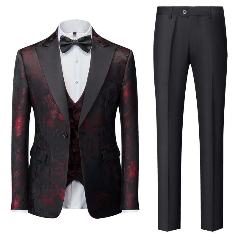 Men'S New Suit Set Men'S Wedding Groom Suit Three-Piece Set - Image 1