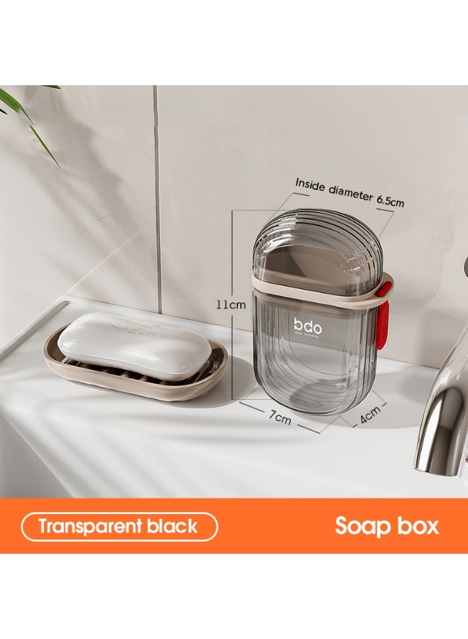 ايست من نون Clear Wall Mounted Soap Dish, Sturdy Plastic, No Drilling, Bathroom Organization, 7 x 4 x 11 cm, Transparent Black - Image 2