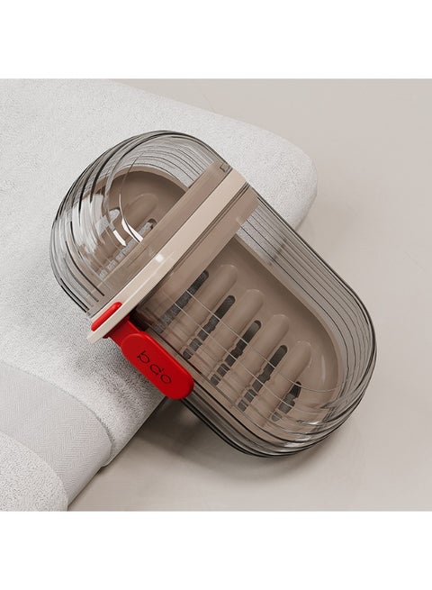 Clear Wall Mounted Soap Dish, Sturdy Plastic, No Drilling, Bathroom Organization, 7 x 4 x 11 cm, Transparent Black