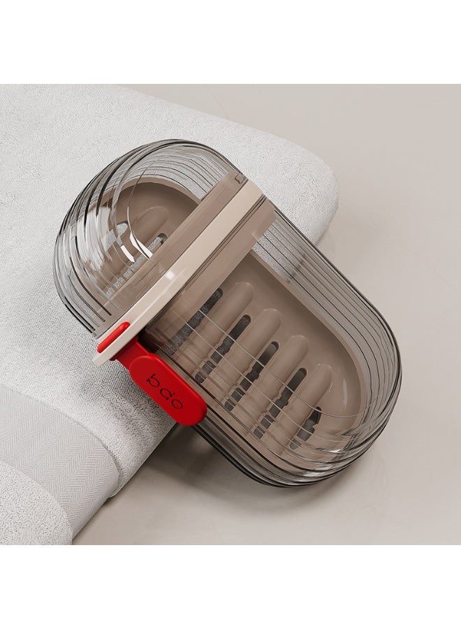 ايست من نون Clear Wall Mounted Soap Dish, Sturdy Plastic, No Drilling, Bathroom Organization, 7 x 4 x 11 cm, Transparent Black - Image 1