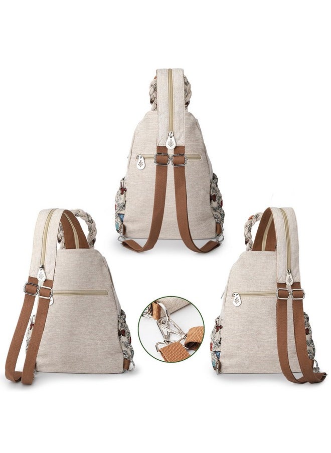 AULUDA AULUDA Ladys Convertible Sling Bag, Hand Craft Artisan Purse, Girls Beautiful Canvas Premium Casual Day Mini Backpack for Women (Flower Bee)  - Image 4