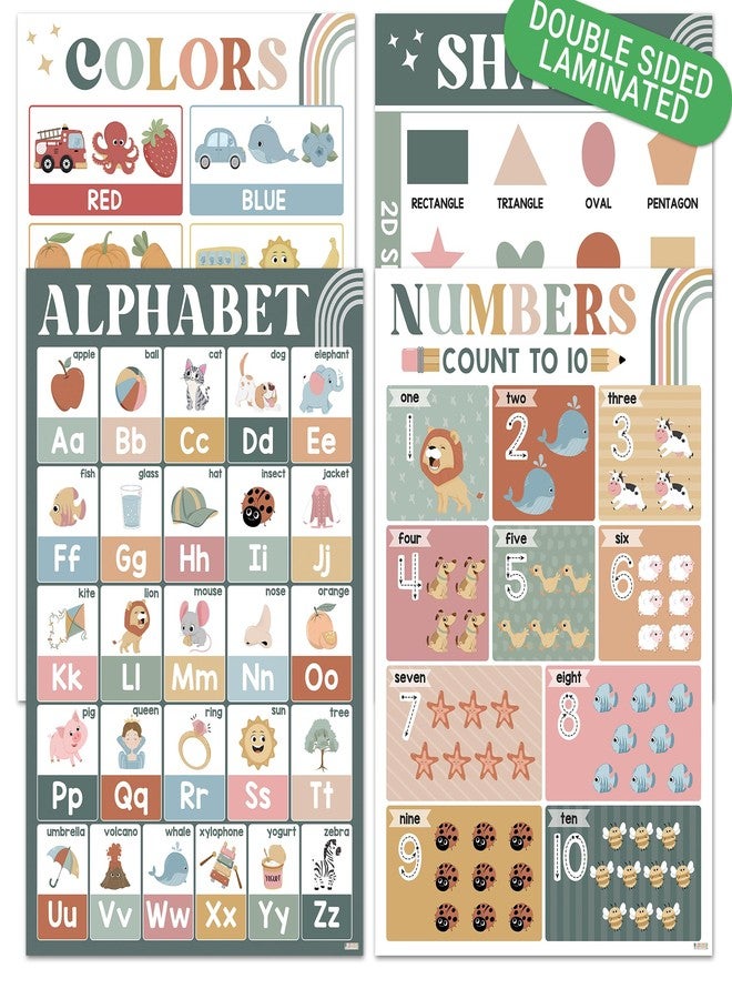 BEAWART ABC Alphabet Poster 16x24, Modern Boho Educational Posters, Color Shape Number Chart for Classroom Decor, Learning Posters, Homeschool Supplies, Double Laminated - Image 1