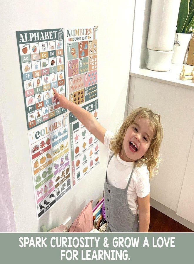 BEAWART ABC Alphabet Poster 16x24, Modern Boho Educational Posters, Color Shape Number Chart for Classroom Decor, Learning Posters, Homeschool Supplies, Double Laminated - Image 5