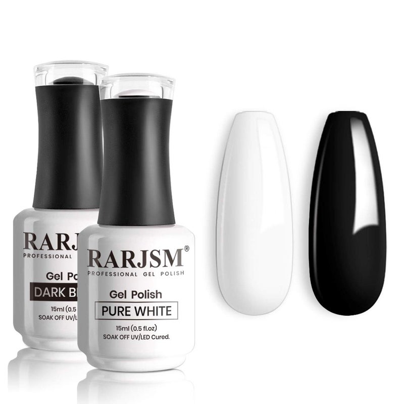 RARJSM 15ML Black White Gel Nail Polish Kit White Black Nail Polish Soak Off L e d Cured Nail Art Vanish Starter Manicure Salon DIY at Home