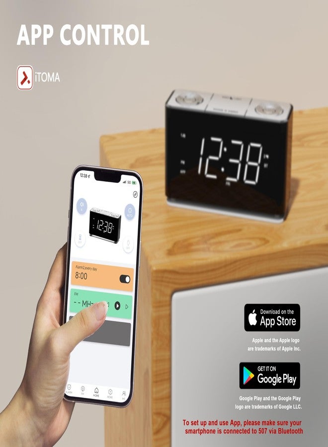 iTOMA Clock Radio, Alarm Clock with APP Control, Large LED Display, FM Radio, Dual Alarm, Two USB Charging Port, Night Light, Auto & Manual Dimmer, Snooze, Sleep Timer 507 - Image 3