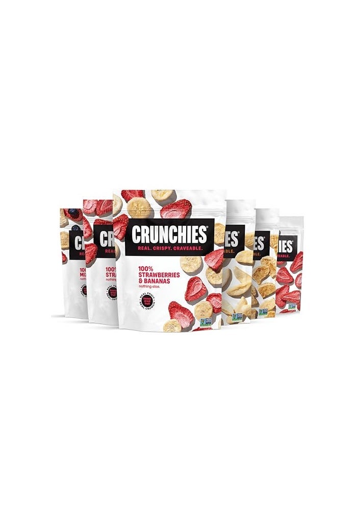Crunchies FreezeDried Fruit Variety Packs 100 All Natural Crispy Fruit Non GMO and Kosher Resealable Freeze Dried Fruit Snack Bags Pack of 6 5 Flavor Variety Pack - Image 1