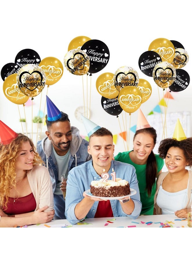 Lnlofen 30Pcs Happy Anniversary Balloons Decorations Kit 12 Inch Black Gold Happy Wedding Anniversary Latex Confetti Balloons Party Supplies 10Th 20Th 30Th 40Th 50Th 60Th Anniversary Indoor Outdoor  - Image 4
