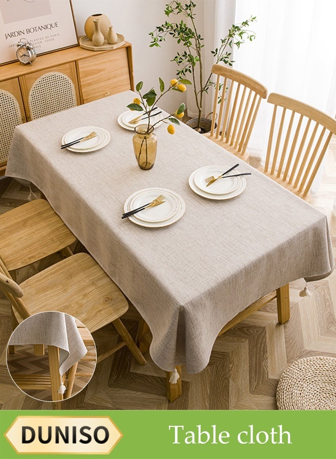 DUNISO Cotton Linen Tablecloth, Household Anti Slip Table Mat With Tassels,Washable Rectangular Tea Table Tablecloth, Dustproof, Heat Resistant And Wear Resistant, Suitable For Dining Tables, Desks, Dressing Tables, Counters, Coffee Tables, 132*180cm - Image 1