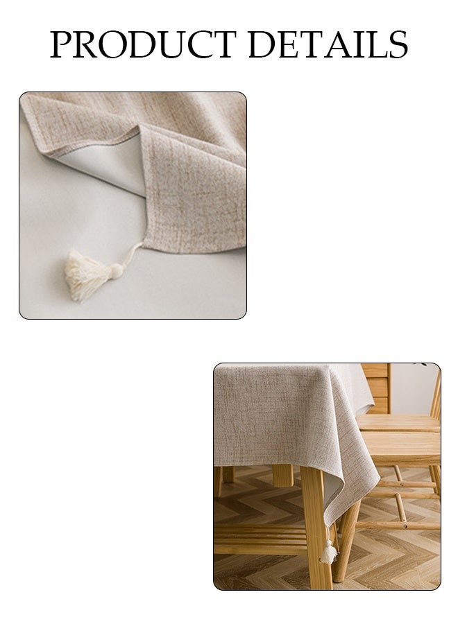 DUNISO Cotton Linen Tablecloth, Household Anti Slip Table Mat With Tassels,Washable Rectangular Tea Table Tablecloth, Dustproof, Heat Resistant And Wear Resistant, Suitable For Dining Tables, Desks, Dressing Tables, Counters, Coffee Tables, 132*180cm - Image 4