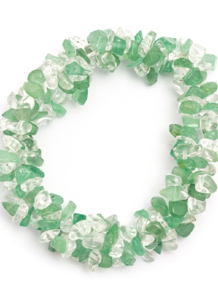 Green Aventurine & Clear Quartz - Chunky Elasticated Bracele