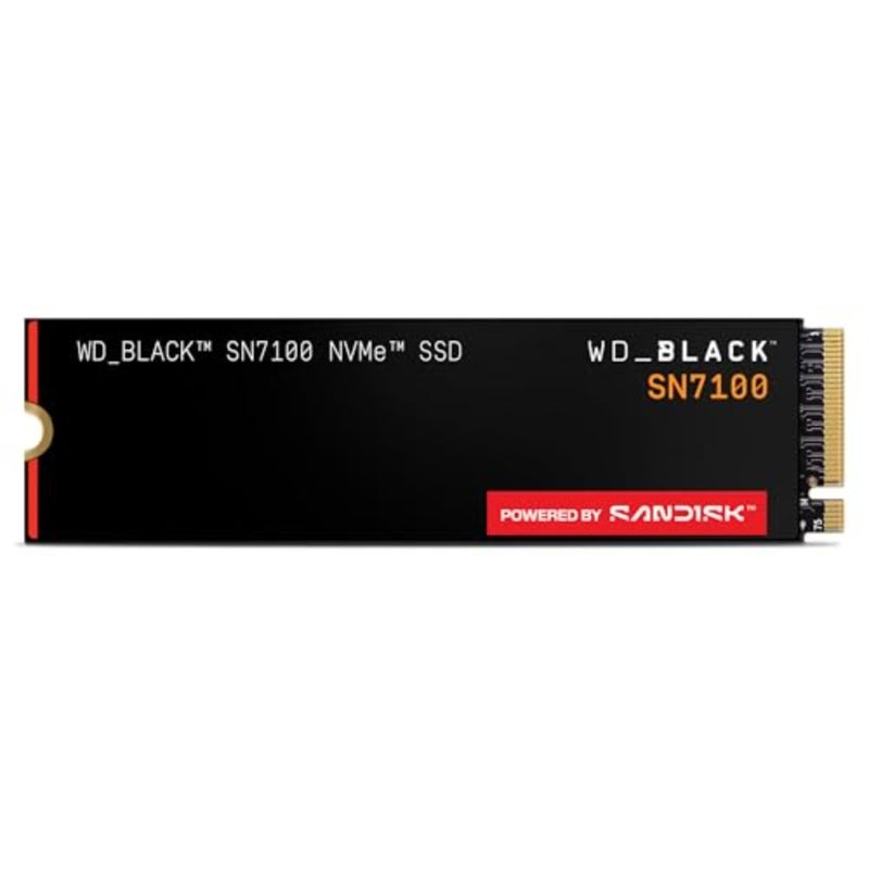 WD_Black SN7100 NVMe SSD، M.2 2280 لأجهزة الكمبيوتر المحمولة وأجهزة الألعاب المحمولة، TLC 3D NAND، أسود، سرعة قراءة / كتابة تصل إلى 7250/6900 ميجابايت / ثانية، قدرة تحمل 1200 تيرابايت - Image 1