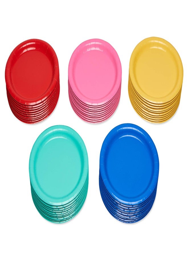 American Greetings 50-Count 7 in. x 7 in. Rainbow Paper Dessert Plates - Image 2