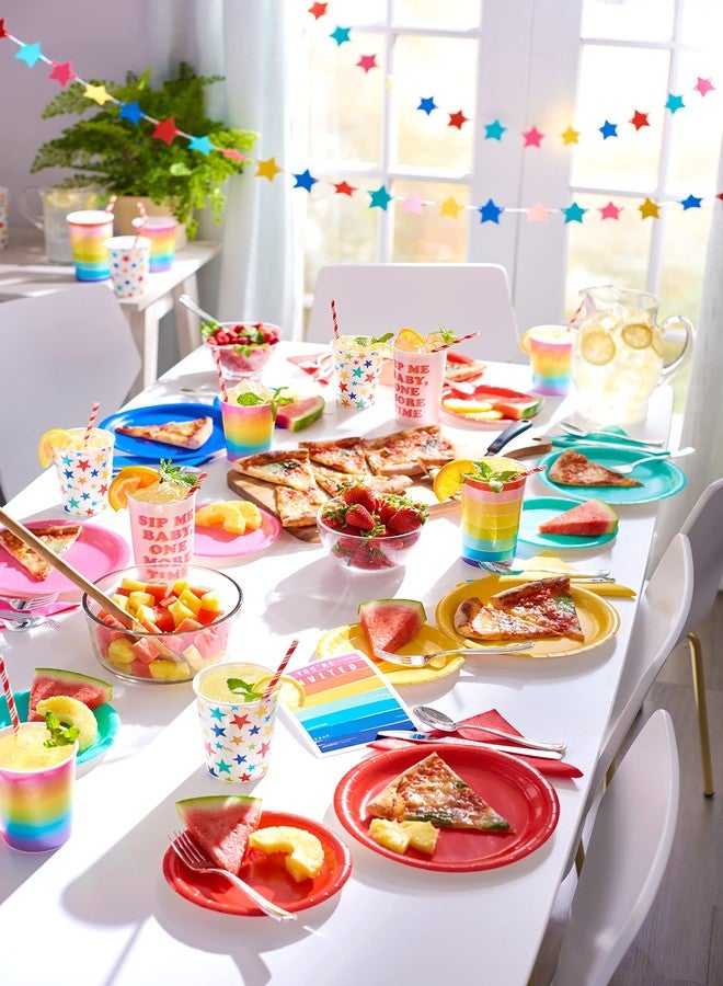 American Greetings 50-Count 7 in. x 7 in. Rainbow Paper Dessert Plates - Image 5