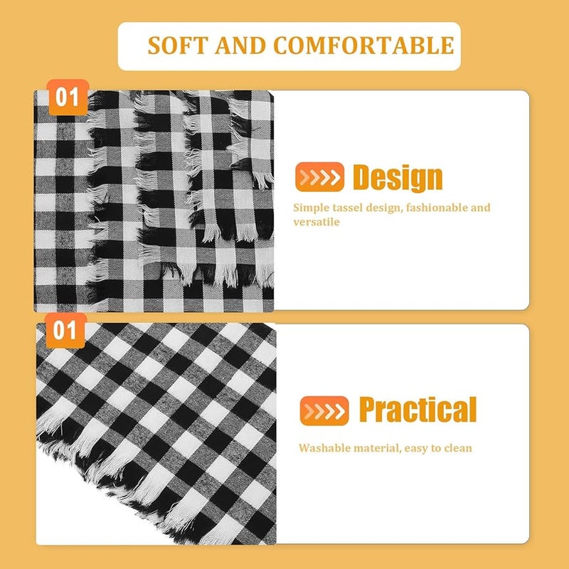 Black White Check Cotton Napkins Washable Reusable Farmhouse Dining Decor - Image 4