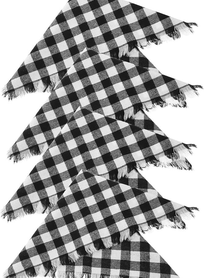 Black White Check Cotton Napkins Washable Reusable Farmhouse Dining Decor - Image 1