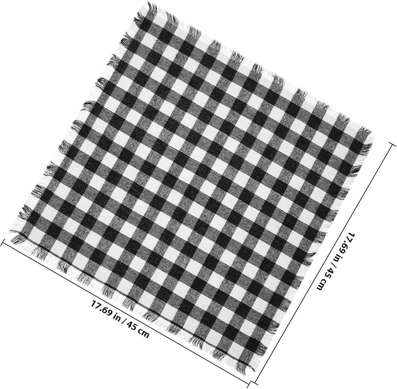Black White Check Cotton Napkins Washable Reusable Farmhouse Dining Decor - Image 3