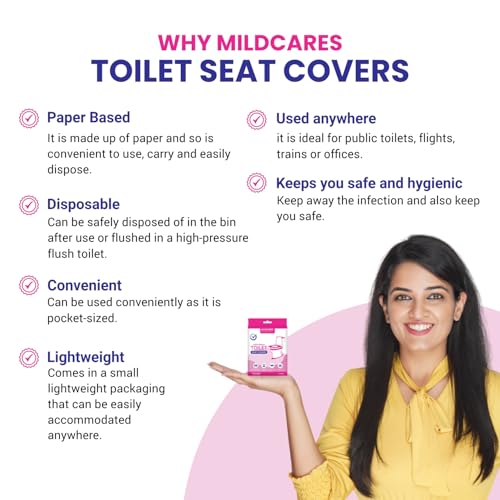 MildCares Disposable Toilet Seat Covers (Pack of 5, 50 Sheets)|Say No Direct Contact With Unhygienic Seats | Protects Against Germs For Public Toilets & Travel Essentials | Flushable & Nature Friendly - Image 3