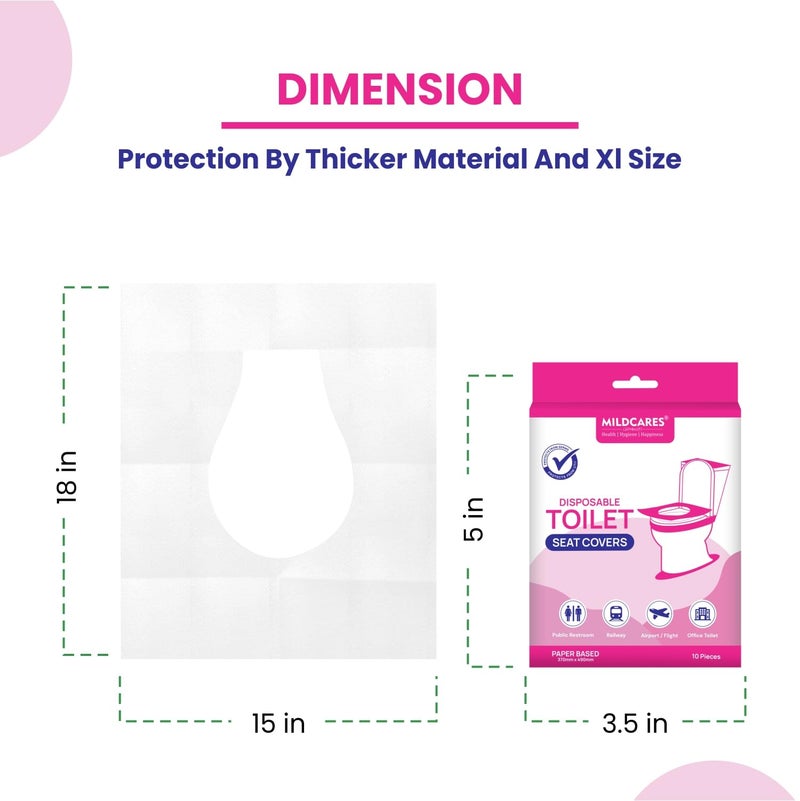 MildCares Disposable Toilet Seat Covers (Pack of 5, 50 Sheets)|Say No Direct Contact With Unhygienic Seats | Protects Against Germs For Public Toilets & Travel Essentials | Flushable & Nature Friendly - Image 5
